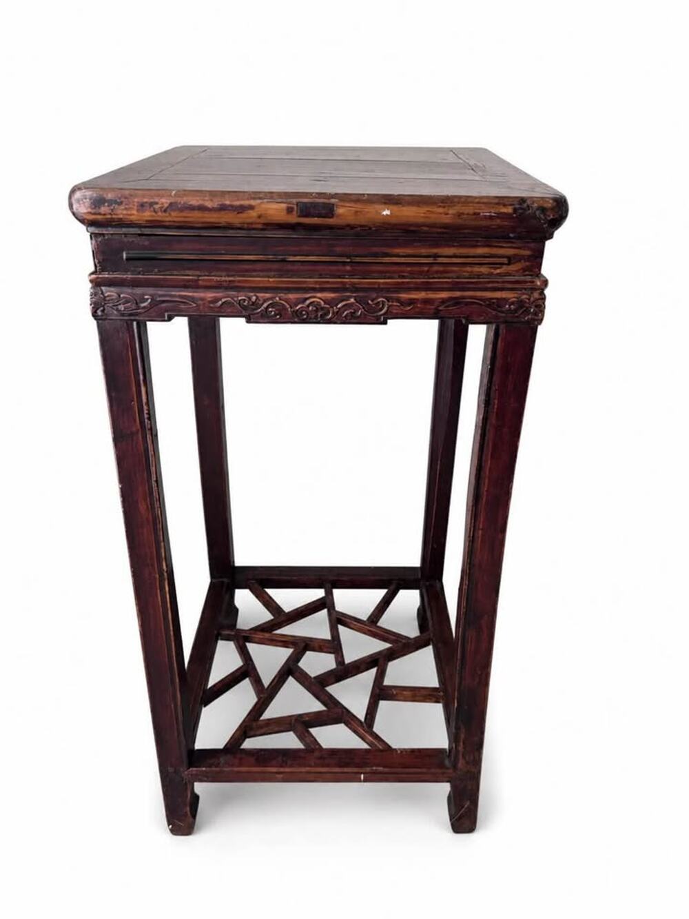 Antique Wood Chinoiserie Chinese Flower Plant Stand Tea Table with Fretwork